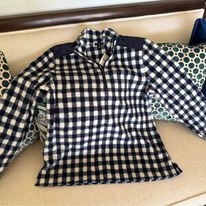 Talbots Navy and White Plaid Sweater